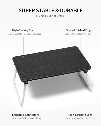 FISYOD Foldable Lap Desk, Laptop Bed Desk, Portable Bed Table, Laptop Stand for Bed & Couch, Lightweight & Mini - Black - color: Black