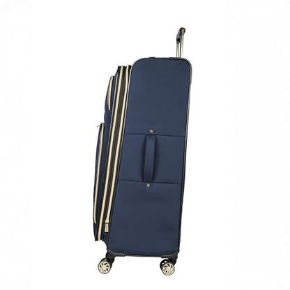 Expandable Suitcase with Chevron Quilted Exterior by Kenneth Cole - color: Navy, size: 24-Inch Checked