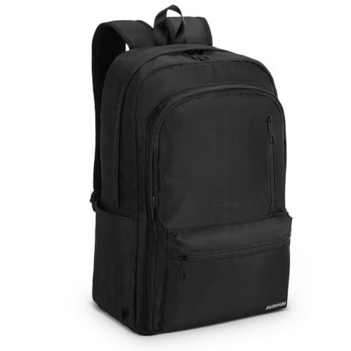 Laptop Backpack for Men & Women 15.6 Inch Office Anti Theft Water Resistant Work Travel Backpack with Luggage Strap Slim Oxford Business Computer Bag for Carry On, Black - color: Black