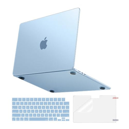 MOSISO Compatible with MacBook Air 15 inch Case M5 M4 M3 M2, Sky Blue Clear | 3 in 1 Kit Crack-Resistant&Fingerprints-Resistant Hard Shell Cover for 2026-2023 A3448 A3241 A3114 A294 - color: Sky Blue Clear
