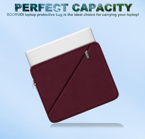 Laptop Sleeve 15.6 inch, Traveling Carrying Computer Bag with Zippered Pocket, Shockproof Protective Laptop Case Compatible for Apple Notebook, HP, Dell, Acer, Asus, Lenovo, Wine Red - color: Wine Red, size: 15.6 inch