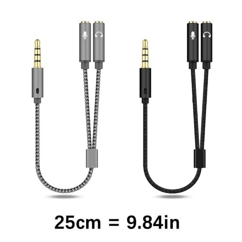 3.5mm Sound Adapter Y Splitter 3.5mm Cable Headsets 2 Female To 1 Male For Laptop Phone Earphone Headphone Microphone - color: Grey