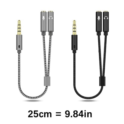 3.5mm Sound Adapter Y Splitter 3.5mm Cable Headsets 2 Female To 1 Male For Laptop Phone Earphone Headphone Microphone - color: Black