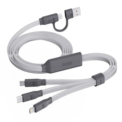 pzoz 100W USB C & USB A Fast Charging Cable, 3 in 1 Multi Charging Cable with E-Marker Chip, USB-C/Lightning/Micro USB Cord for iPhone, iPad Pro, MacBook, Samsung Galaxy