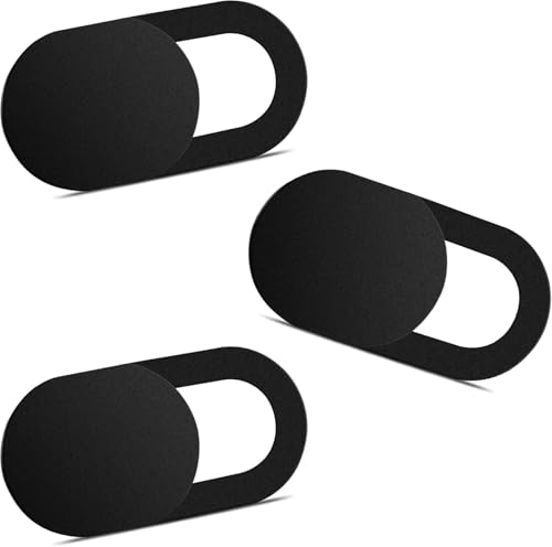 Camera Privacy Covers 3 Pack Ultra Thin 0.03 Inch Slide Laptop Phone Camera Blocker Black (Black)