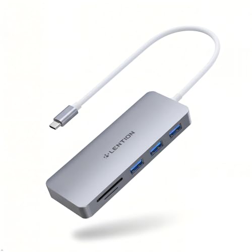 LENTION 5-in-1 USB-C Hub, USB3.0, Card Reader, 1ft Cable, Multiport Adapter | Ideal for Work & Study, Stable Driver 3.0 Certified, Compatible with macOS, iOS/iPadOS, Windows & ChromeOS (C15, Space Gray) - color: Space Gray