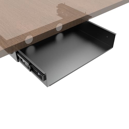 13 inch Under Desk Slide Out Storage Shelf, Sliding Under Desk Tray Drawer for Standing Desks, Workstations, Cabinet or Gaming