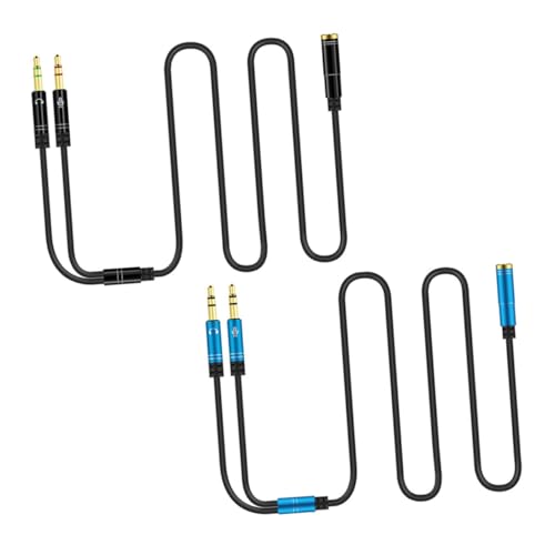OSALADI 2PCS Headphone Splitter Cable and Microphone Connector for Desktop and Laptop Computer Accessory Practical Y Splitter Wire for Smartphone Headset Separation and Black