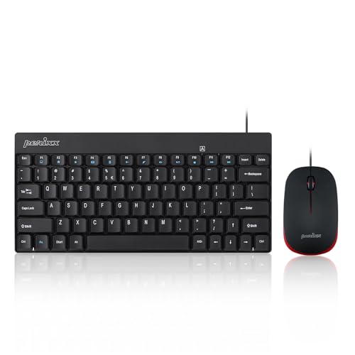 Perixx PERIDUO-212 Wired Mini Keyboard and Mouse Set, USB Connection, Black, US English Layout - style: Wired Black