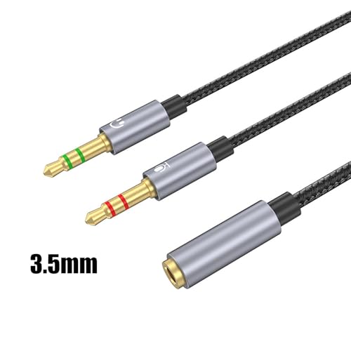 3.5mm Sound and Microphones Splitter Cable, Braided Adapter Female to 2 Male for, Gaming Headsets, Laptop Mobile Headsets to Adapter