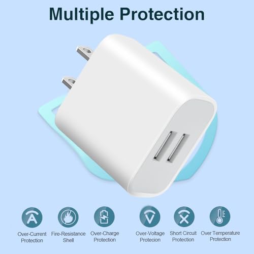 USB Wall Charger,4 Pack Dual Port Plug Adapter for Wall Outlet Charging Block, USB Power Adapter for iPhone 14/13/12/11 Pro/Pro Max, XS/XR/X,Galaxy, Pixel, Moto and Android Phones (White) - color: White