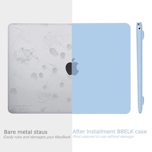B BELK for MacBook Air 13 inch Case M1 2021 2020 2019 2018, Airy Blue | Model A2337 A2179 A1932, Matte Plastic Hard Shell for MacBook Air 13.3 inch Case with Keyboard Cover & Screen Protector - color: Airy Blue
