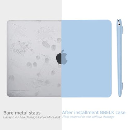 B BELK for MacBook Air 13 inch Case M1 2021 2020 2019 2018, Airy Blue | Model A2337 A2179 A1932, Matte Plastic Hard Shell for MacBook Air 13.3 inch Case with Keyboard Cover & Screen Protector - color: Airy Blue