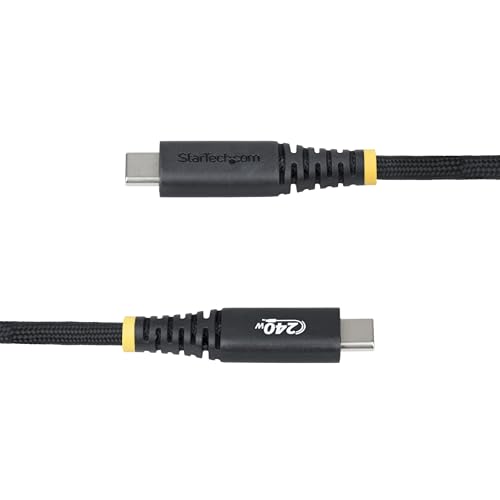 StarTech 10ft/3m USB-C to USB-C Screw Locking Cable (S2CEPR3M-USBSL-CABLE) | USB-IF Certified, 240W 5A PD 3.1 EPR, Side screw locking, USB 2.0 480Mbps, Ultra-Flexible, 2.0 Laptop, M2 screw lock, Black - size: 10 ft