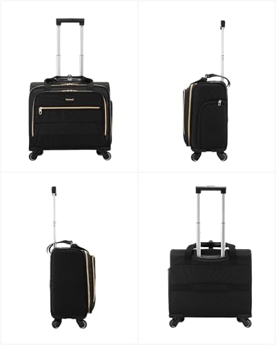 LUGGEX Rolling Laptop Bag with Wheels, 17.3" Soft Sided Laptop Rolling Briefcase with 4 Spinner Wheels - Lightweight Carry On for Business Travel Overnight (UX-Core, Black, 18 Inch)