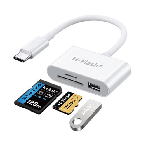 3-in-1 SD Card Reader for iPad iPhone Android, USB C Memory Card Adapter, Supports USB 3.0/2.0, SD/TF Card, Plug and Play, No App Needed