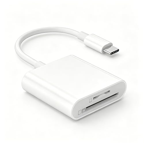USB C SD Card Reader, Type C SD Card Reader, Supports SD and Micro SD Memory Card Adapters for iPhone 15 16 17/iPad/MacBook/Mac, Trail Camera Viewer Plug and Play -2 Slots