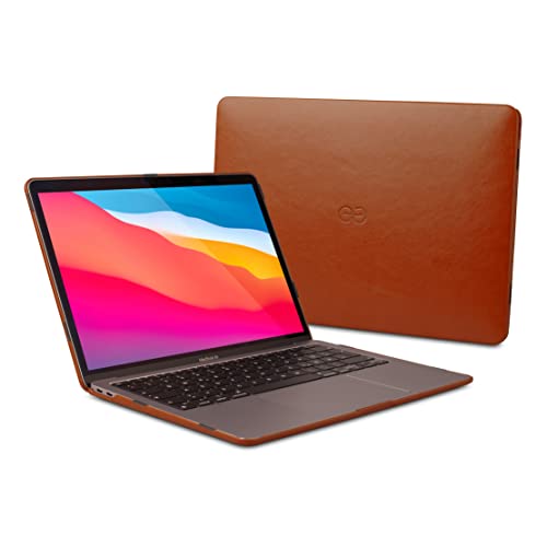 Dreem Euclid MacBook Air Case - 13-Inch Hard Laptop Cover for MacBook Air 2020–2018 (Retina, M1, M2, M3, M4), Luxurious Vegan Leather, Protective Top & Bottom Shells, USB Port Slots [Caramel] - color: Caramel, size: MacBook Air 13" 2020-18