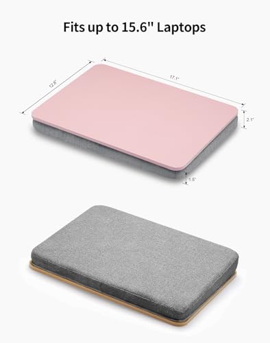 ZEAPTAC Lap Desk with Pillow Cushion, Portable Bed Desk, Fits up to 15.6 inch Laptop, Lap Stand for Bed & Couch & Carpet, Book/Tablet/Drawing Board Stand - Pink - color: Pink