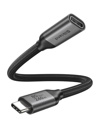 Silkland 80Gbps USB4 USB C Extension Cable 240W for Thunderbolt 5/4, 1.6FT | Male to Female Extender Cord, 8K@60Hz, 4K@540Hz, USB-C Hub, Dock, Monitor, iPhone 17/16, iPad, MacBook, External SSD, 1.6FT - size: 1.6 Feet