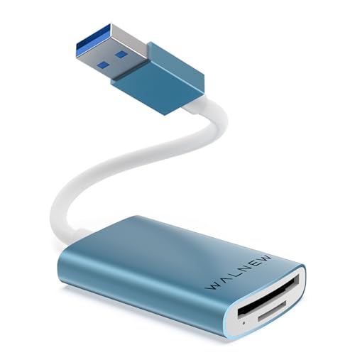 WALNEW USB 3.0 Micro SD Card Reader with Dual Slots, Memory Card Reader | Supports SD/SDXC/SDHC/Micro SDXC/TF/UHS-I, For Mac, Windows, Android, Laptop, Camera - color: BLUE