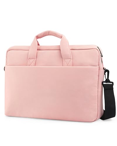 Laptop Messenger Bag with Zippers, Padded Protection, Adjustable Shoulder Strap - color: Pink
