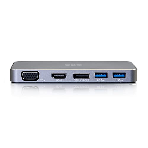 C2G USB-C 7-in-1 Dual Display MST Docking Station with HDMI, DisplayPort, VGA and Power Delivery up to 100W - 4K 30Hz