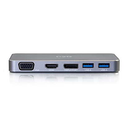 C2G USB-C 7-in-1 Dual Display MST Docking Station with HDMI, DisplayPort, VGA and Power Delivery up to 100W - 4K 30Hz
