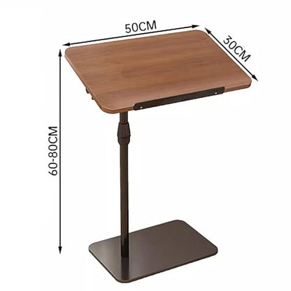 Overbed Table Tray Artificial Board Bedside Table, Office Sofa Side Table, Laptop Table, can Lift and Flip with Antis Fall Strips, Used for Home, Hospitals(Black) - color: Black