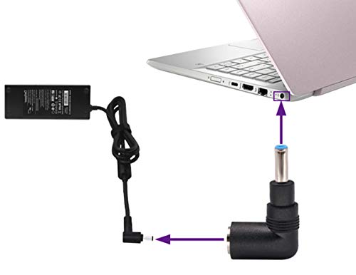 90 Degree Laptop Power Adapter 90 Degree DC 7.4mm x 5.0mm Female to 4.5mm x3.0mm Male Charging DC Power Converter for HP Notebook Adapter Replacement Power Adapter (2Pack) - color: Adapter