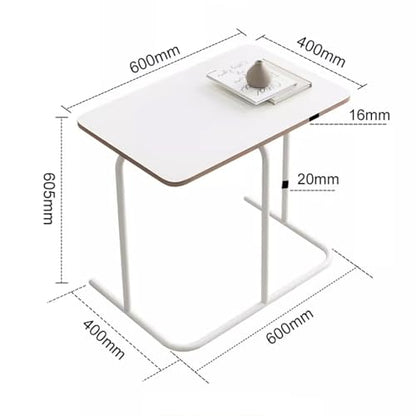 Hospital Bed Tables Particleboard Nightstand, Laptop Bedside Table, C Shaped Side Table, Home Work Sofa Side Table with Silent Feet for Home, Hospitals(60x40x60.5cm) - size: 60x40x60.5cm