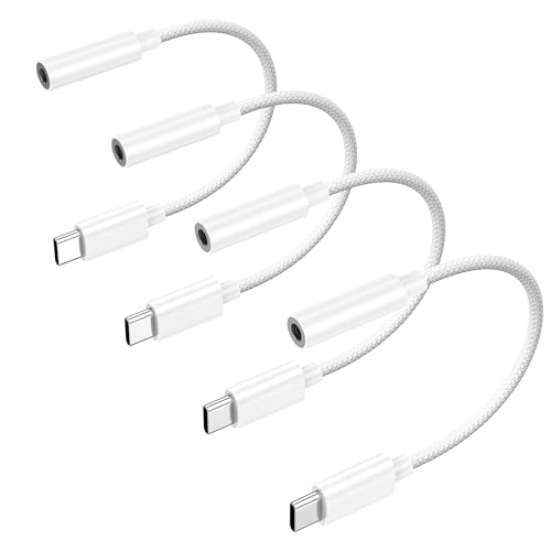 4Pack USB C to 3.5mm Headphone Jack Adapter,Braided USB-C to Aux Audio Dongle Cable Cord for iPhone17/16/15 Pro Max,Samsung S21-25,Pixel 9/8,iPad Pro,More USB C Devices - color: 4PACK