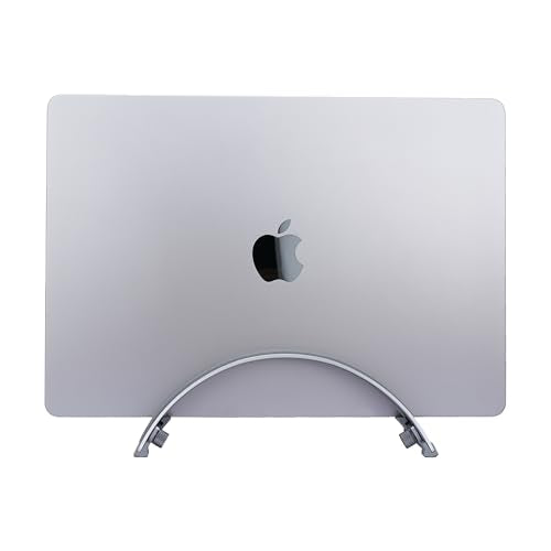 Adjustable Vertical Laptop Stand - 6061 Aluminum, CNC Precision, Anodized Finish, Fits All Laptops Including 17-inch, Ventilated Design, Anti-Slip Silicone Pads, ARC Shaped Stands - color: Space Gray
