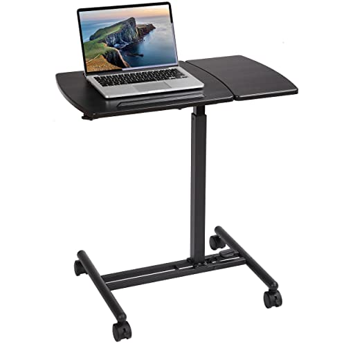 BIRDROCK HOME Adjustable Mobile Laptop Stand - Black - Portable Rolling Standing Desk - Computer Stands - Four Wheels - Overbed or Bedside Table - color: Black