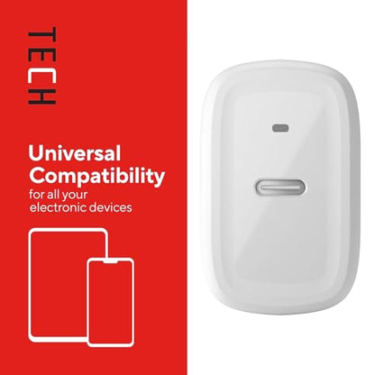 Staples TECH 25W USB‑C Fast Charger – GaN Compact Wall Adapter with Charging Cable, PD Fast Charging for iPhone, Samsung, iPad & USB‑C Devices - style: 25 Watt