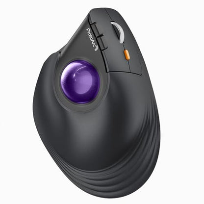 ProtoArc EM05 NL Wireless Vertical Trackball Mouse, 5 DPI Levels, Purple | 62° Vertical Design Supports a Natural Wrist Posture, Connect 3 Devices Via Bluetooth/2.4G USB-A, 500mAh Rechargeable Battery - color: Purple
