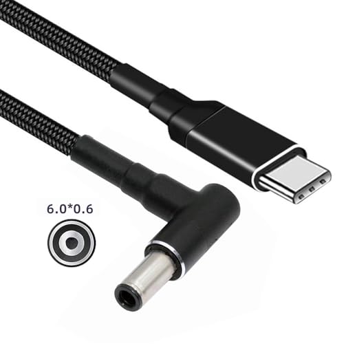 USB-C 100W 20V Input to DC 6.0 * 1.4 * 0.6mm PD Power 65W Output Charge Cable Support QC PD Type-C for Laptop (1.8m) - style: 6.0x1.4mm