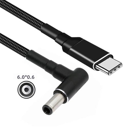USB-C 100W 20V Input to DC 6.0 * 1.4 * 0.6mm PD Power 65W Output Charge Cable Support QC PD Type-C for Laptop (1.8m) - style: 6.0x1.4mm