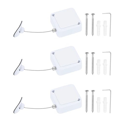 PATIKIL Retractable Remote Control Cable Tether (6.6ft /2M, White)(3 Set) Remote Control Security Lanyard Lock Adjustable Locking Leash with Plastic Cap and Screws, Suit for - TVs/Tablets - color: White, size: 6.6 ft