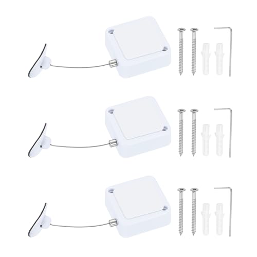 PATIKIL Retractable Remote Control Cable Tether (6.6ft /2M, White)(3 Set) Remote Control Security Lanyard Lock Adjustable Locking Leash with Plastic Cap and Screws, Suit for - TVs/Tablets - color: White, size: 6.6 ft