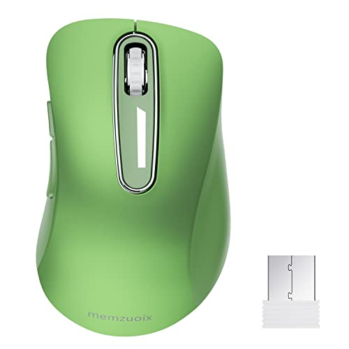 memzuoix 2.4G Wireless Mouse, 1400 DPI Mobile Optical Cordless Mouse with USB Receiver, Portable Computer Mice for Laptop, PC, Desktop, MacBook, 5 Buttons (Mint Green) - color: Green