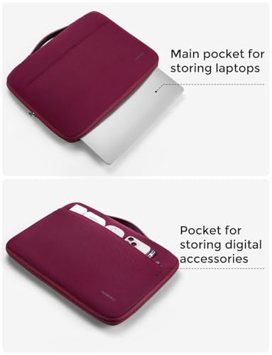 DOMISO Laptop Case Sleeve Protective Cover Compatible with MacBook Air 13 M4 M3 M2,MacBook Pro M2 M1,iPad Air/Pro,13 inch Dell,Lenovo, HP,Asus,Waterproof Computer Cases Bag with Handle,Wine - color: Wine, size: 13" for MacBook Air/Pro