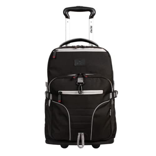 J World Lunar Rolling Backpack. Laptop Bag With Wheels. Wheeled Carry-On Travel Luggage, Black, 19.5 x 13 x 8 Inches - color: Black