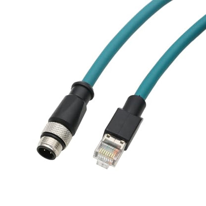 Ethernet M12 4 Pin D-Coding RJ45 CAT5e Cable, for Datalogic Omron Profinet Network LED Power Barcode Reader Sensor Industrial Machine 8m - size: 8m