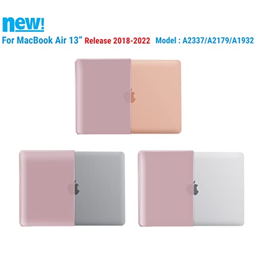 IBENZER Compatible with New MacBook Air 13 inch Case 2022 2021 2020 M1 A2337 A2179 A1932, Plastic Hard Shell Case with Keyboard Cover for Mac Retina Display with Touch ID, Rose Gold, MAT13-MPK+1B - color: Rose Gold
