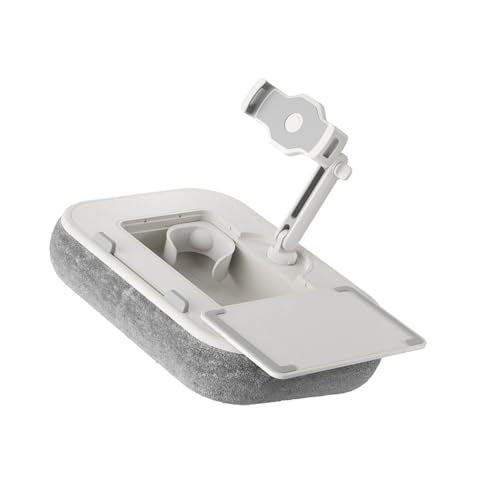 Tablet Pillow Stand,Pillow Stand Holder,Laptop Lap Desk with Mouse Pad,360° Rotating Clip Compatible with 4.7-13" Tablet/Phone,11-15" Laptop,Cup Attachment & Detachable 360° Stand Arm - color: White