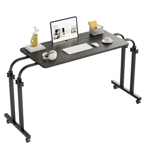 TigerDad Mobile OverBed Recliner Table - Adjustable Height & Length, Stable Laptop Tray Chair Table with Wheels for Kids & Adults