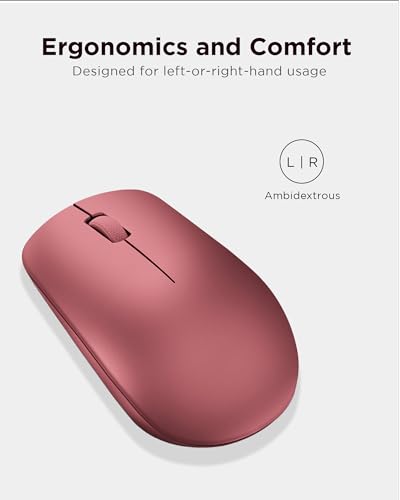 Lenovo 530 Full Size Wireless Computer Mouse for PC, Laptop, Computer with Windows - 2.4 GHz Nano USB Receiver - Ambidextrous Design - 12 Months Battery Life - Cherry Red - color: Cherry Red