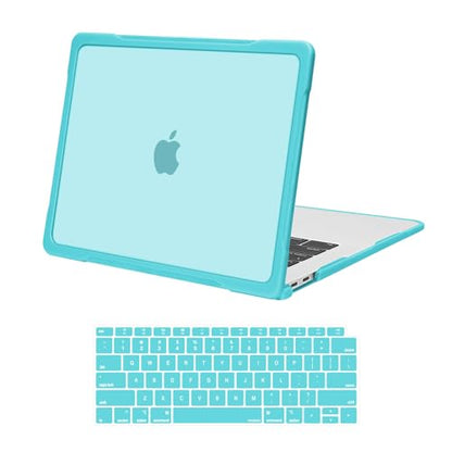 MOSISO Compatible with MacBook Air 13 inch Case M1 2018-2021, Turquoise | Reduces-Fingerprints with Soft TPU Bumper Shell&Keyboard Cover for MacBook Air 13.3 M1, 2021 2020 2019 2018 A2337 A2179 A1932 - color: Turquoise