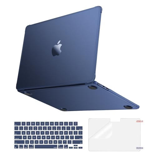 MOSISO Anti-Crack Case for MacBook Air 13 inch M5 M4 M3 M2 2026-2022 | 3 in 1 Kit Anti-Fingerprints Reinforced TPU Bumper Hard Shell for MacBook Air 13.6, A3449 A3240 A3113 A2681, Midnight Clear - color: Midnight Clear